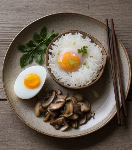 Thai Rice With Mushroom & Egg recipe image