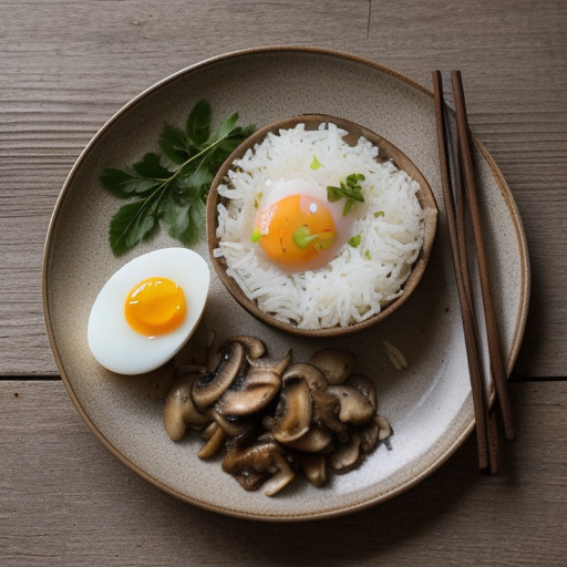 Thai Rice With Mushroom & Egg recipe image