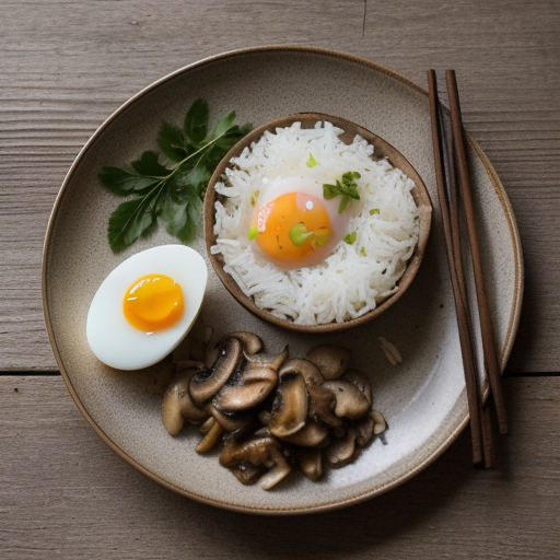 Thai Rice With Mushroom & Egg recipe image
