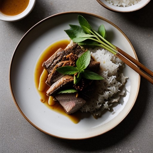 Thai Roast Pork With Sticky Rice Bwht68 A recipe image