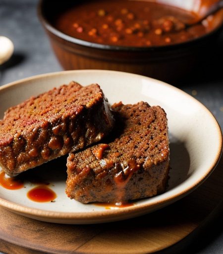 Three Meat & Onion Meat Loaf W/Bourbon-Onion Chili Sauce recipe image