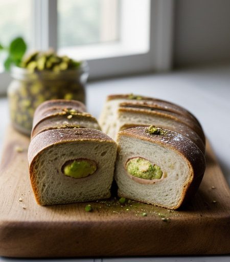 Toasted French Bread With Pistachio Butter recipe image