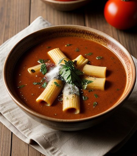 Tomato-Onion Soup With Rigatoni recipe image