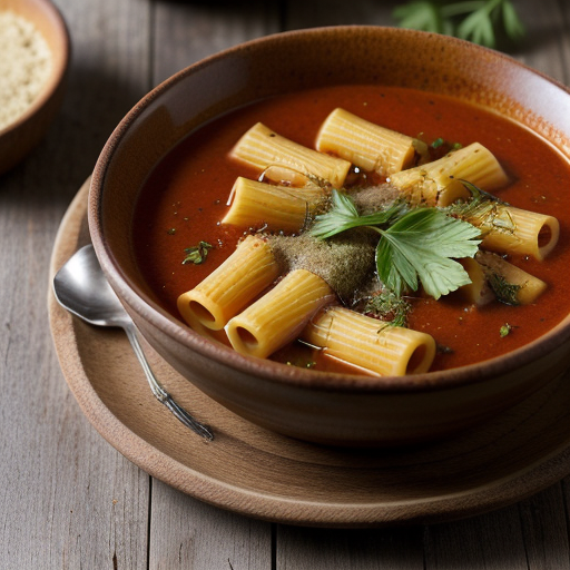 Tomato-Onion Soup With Rigatoni (Vegan recipe image