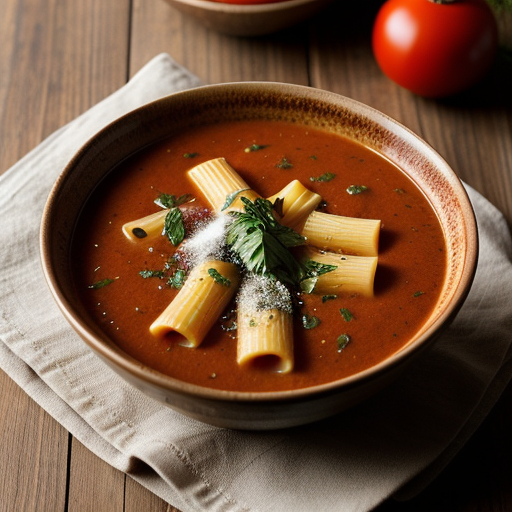 Tomato-Onion Soup With Rigatoni recipe image