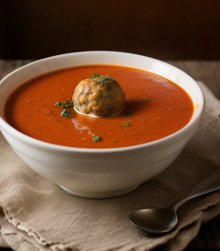 Tomato Soup With Chicken Meatballs recipe image