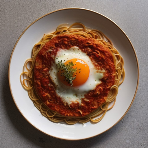 Tomato-Topped Spaghetti Pizza recipe image