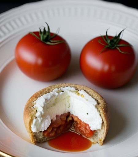 Tomatoes Stuffed W/ Souffleed Goat Cheese & S recipe image