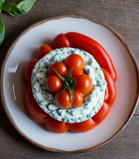 Tomatoes With Basil~ Peppers & Blue Cheese recipe image