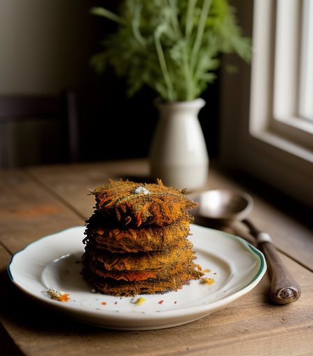 Tricolor Latkes of Zucchini~ Carrot & Potat recipe image