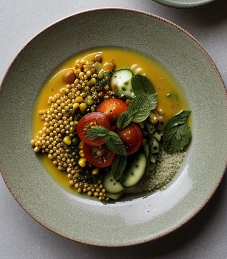 Trio of Grains With Sweet Corn Coulis recipe image