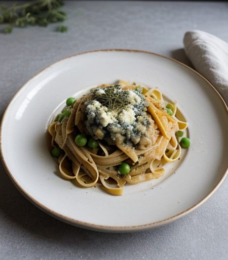 Triple Cheese Pasta With Green Peas recipe image