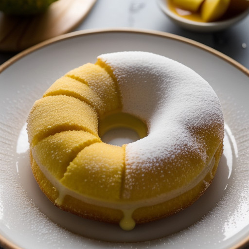 Tropical Fruit Beignet With Mango Coulis & Coconut Ice Cr recipe image