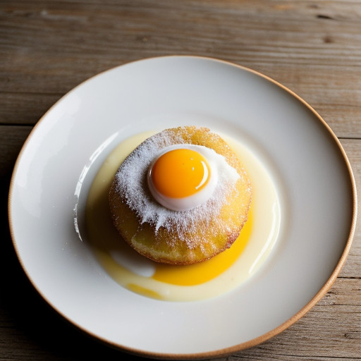 Tropical Fruit Beignet With Mango Coulis and Coconut Ice recipe image