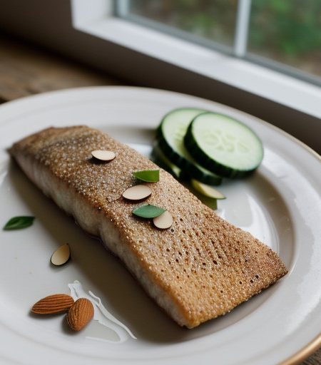 Trout With Almonds & Cucumber Batons recipe image