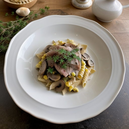 Tuna and Mushroom Cream Over Pasta recipe image