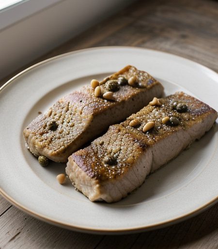 Turkey Fillets With Pine Nuts Capers & Raisin recipe image
