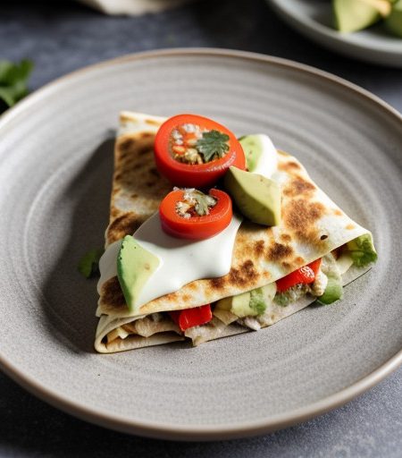 Turkey Quesadillas With Avocado Cream recipe image