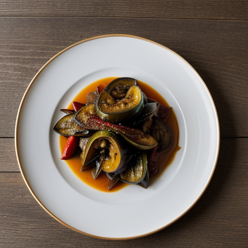 Turkish Eggplant & Peppers(patlicanli Markarn recipe image