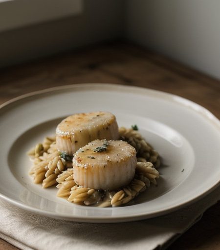 Tuscan Scallops With Orzo recipe image