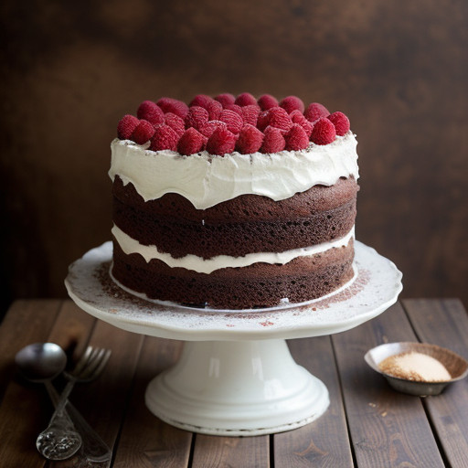 Vanilla, Chocolate and Kahlua Chiffon Cake With Raspberry recipe image