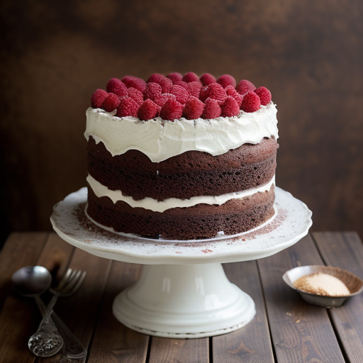 Vanilla, Chocolate and Kahlua Chiffon Cake With Raspberry recipe image