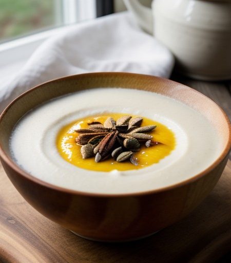 Vanilla-Roasted Peach Soup With Cardamom Cream (3 PTS recipe image