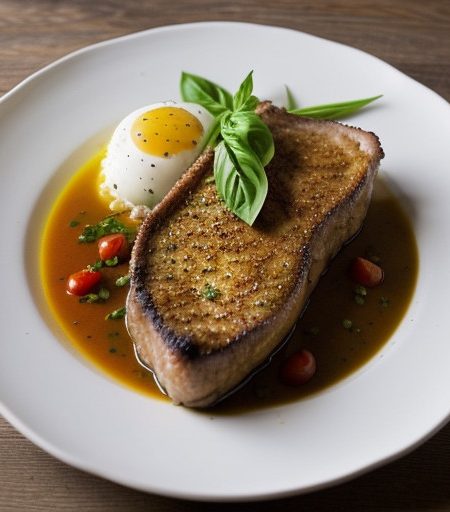 Veal Chop Milanese With Tomato and Basil Vinaigrette recipe image