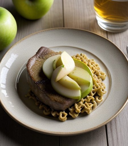 Veal Chop With Puree of Apple Spaetzle recipe image