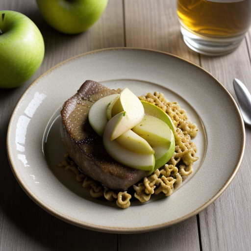 Veal Chop With Puree of Apple Spaetzle recipe image