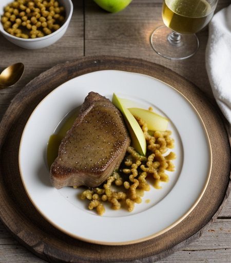 Veal Chop With Puree of Apple Spatzle recipe image