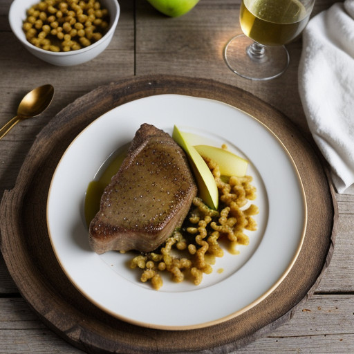 Veal Chop With Puree of Apple Spatzle recipe image