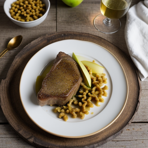Veal Chop With Puree of Apple Spatzle recipe image