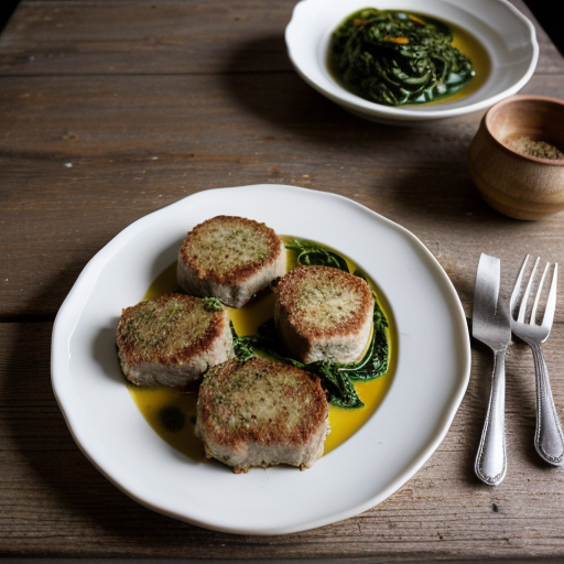 Veal Cutlets & Spinach With Warm Vinaigrette recipe image