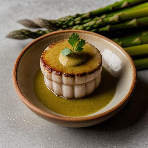 Veal Scallops With Asparagus, Lime Sauce recipe image