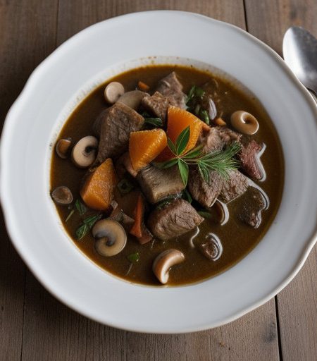 Veal Stew W/ Oranges~ Carrots & Mushrooms recipe image