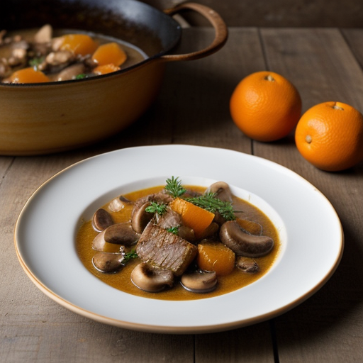 Veal Stew With Oranges~ Carrots & Mushrooms recipe image
