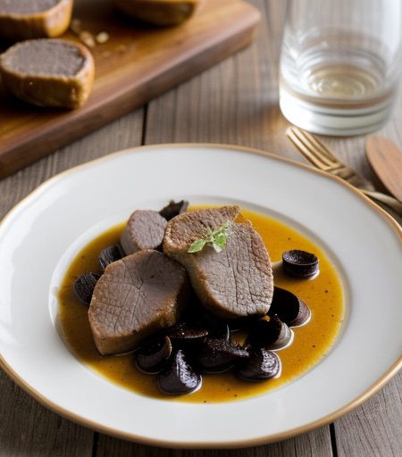 Veal With Almonds & Prunes recipe image