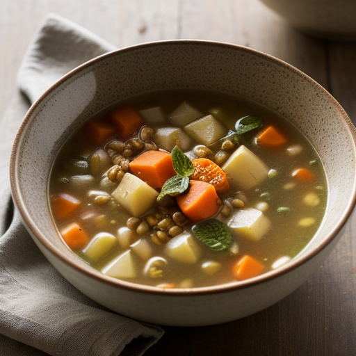 Vegetable Barley Soup With Mint recipe image