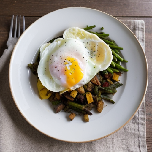 Vegetable Hash With Poached Eggs recipe image