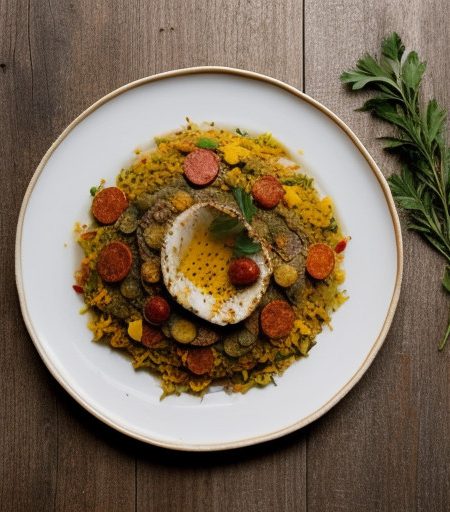 Vegetable Paella With Chorizo and Rabbit recipe image