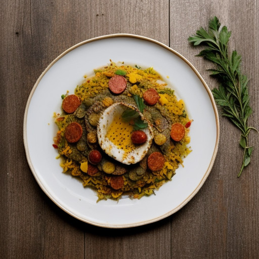 Vegetable Paella With Chorizo and Rabbit recipe image