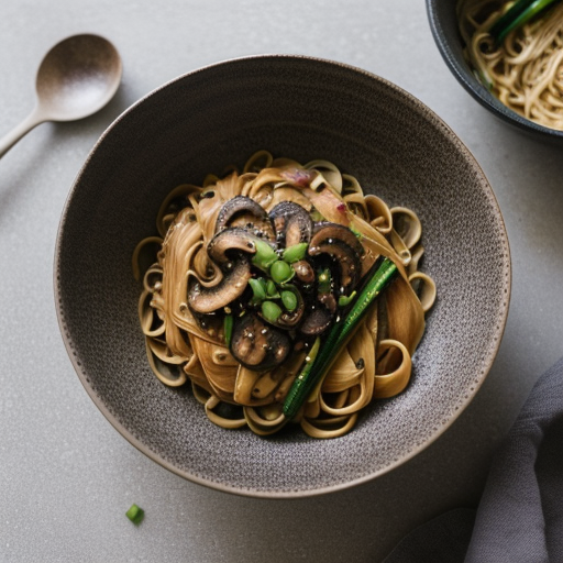Vegetable Saute With Miso Sauce Over Linguine recipe image