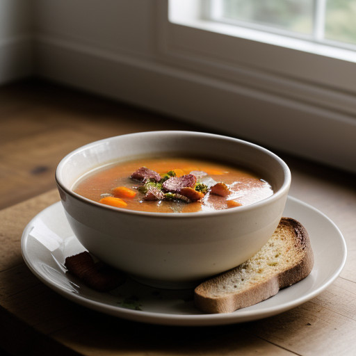 Vegetable Soup With Tilsit Toast recipe image