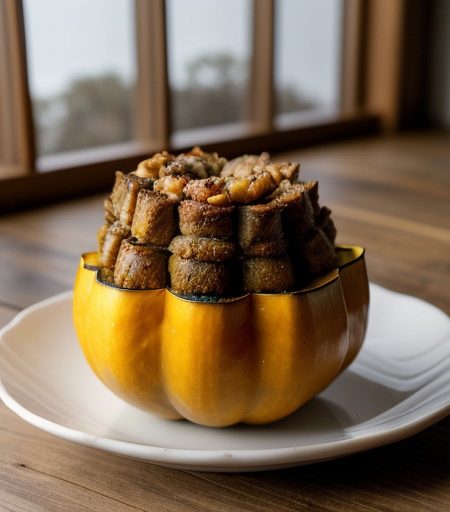 Vegetable Spam Stuffed Acorn Squash recipe image