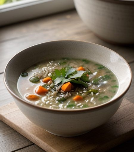 Vegetable and Herb Rice Oriental Soup recipe image