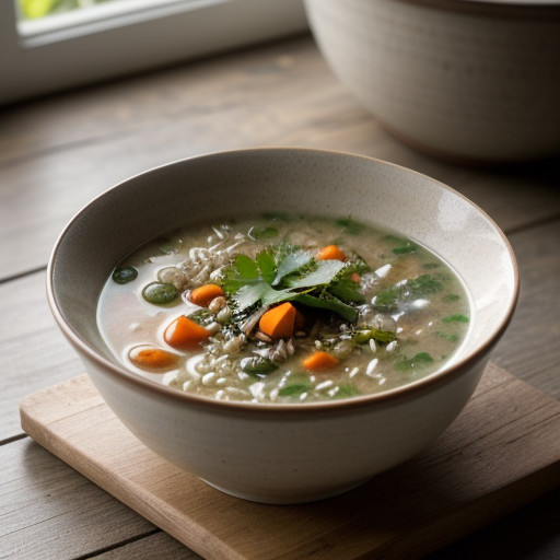 Vegetable and Herb Rice Oriental Soup recipe image