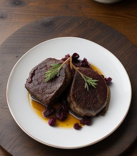 Venison Chops With Dried Cranberries recipe image