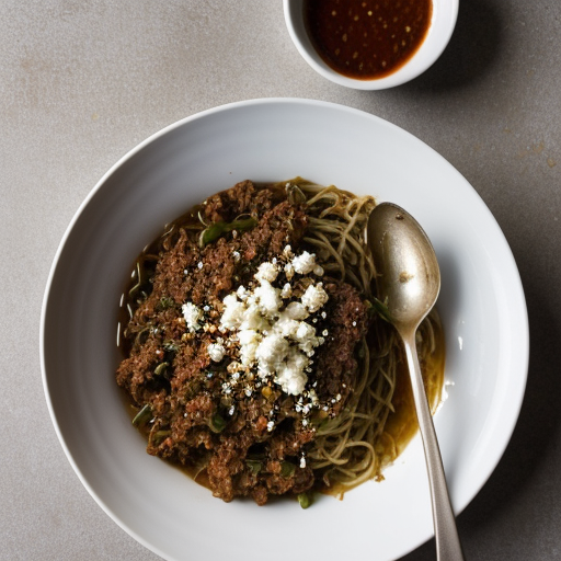 Vermicelli With Meat Sauce & Feta Cheese recipe image