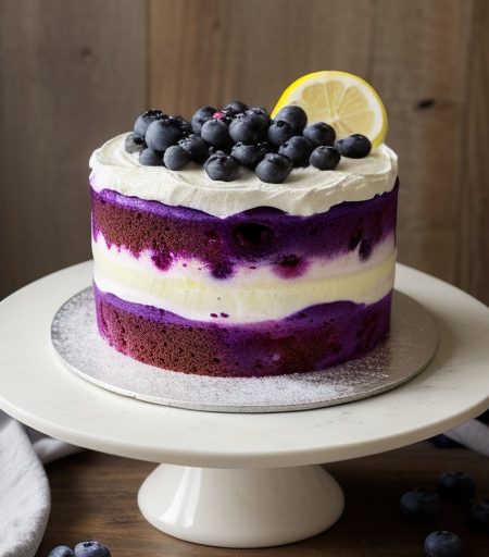 Warm Blueberry Cake With Cream recipe image